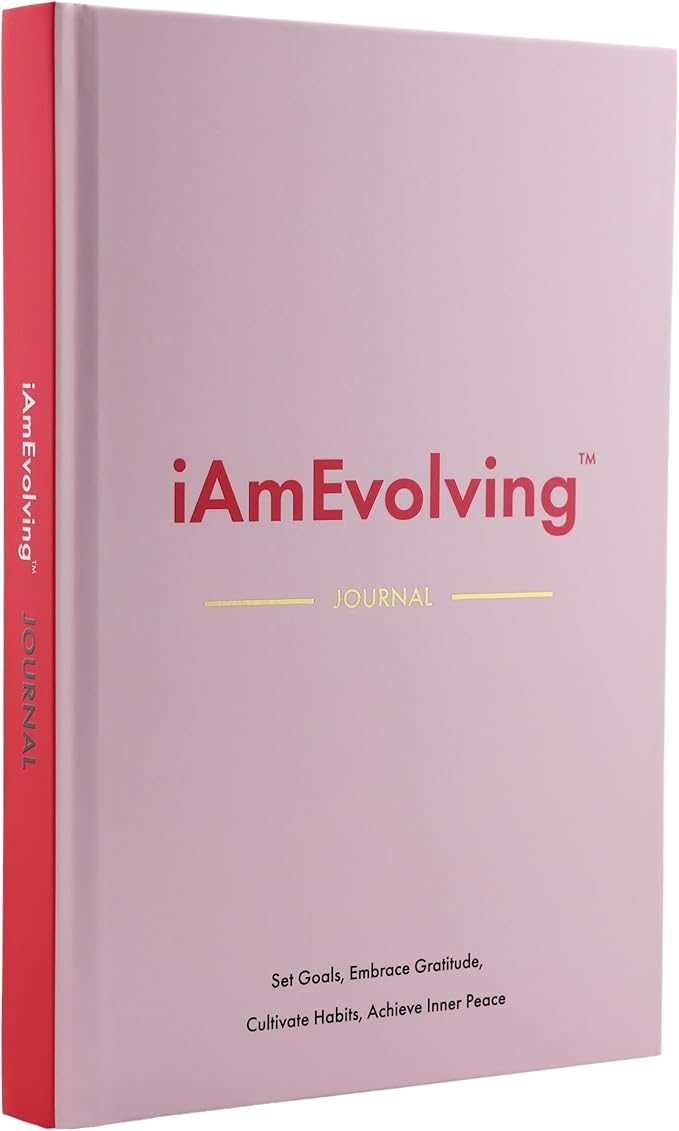 iAmEvolving Journal – Guided Gratitude & Goal Planner with Habit Tracker, Mindfulness Prompts & Daily Reflection | Undated 6-Month Self-Care & Wellness Notebook for Personal Growth (Misty Rose) - Bloomnest