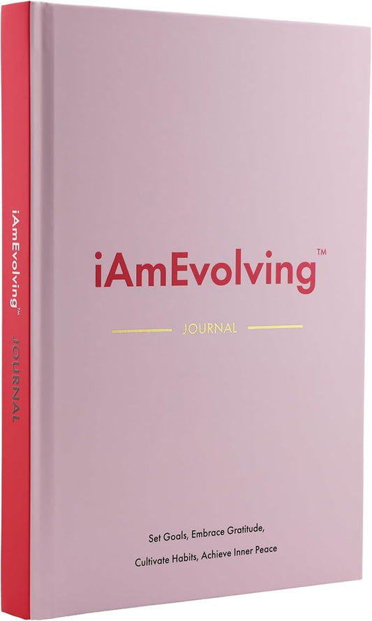 iAmEvolving Journal – Guided Gratitude & Goal Planner with Habit Tracker, Mindfulness Prompts & Daily Reflection | Undated 6-Month Self-Care & Wellness Notebook for Personal Growth (Misty Rose) - Bloomnest