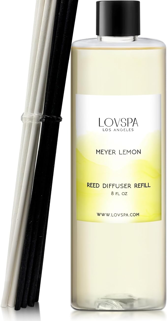 LOVSPA Meyer Lemon Diffuser Oil - Essential Oils for Diffuser Refill & Air Freshener Room Spray - Long-Lasting & Natural Home Fragrance, Scented Oil for Diffusers, USA Made, 8 oz - Bloomnest