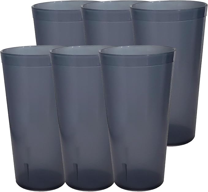 Party Outlaw Gray Plastic Cup Tumblers 6 Pc 32oz Lightweight, Heavy Duty Stackable Cafe Style Plastic Glasses. Reusable & Dishwasher Safe Ice Tea & Water Cupsafe Ice Tea & Water Cups - Bloomnest