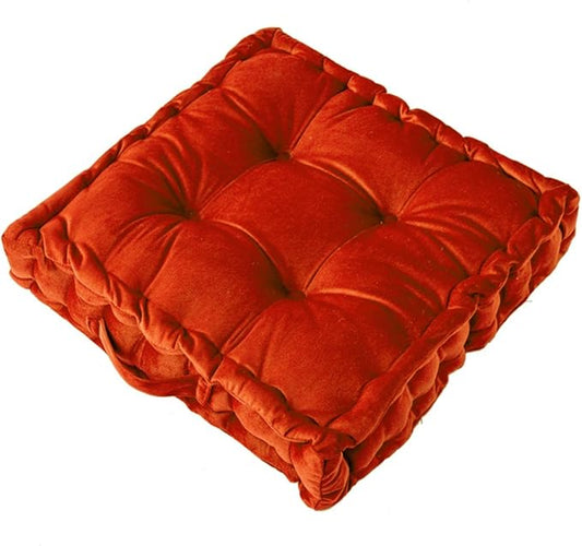 Square Floor Cushion, 15" Soft Velvet Floor Seating Pillow Cushion with Handle Thicken Decorative Floor Pillow Cushion for Yoga Living Room Balcony Outdoor Bedroom Tatami, Orange - Bloomnest