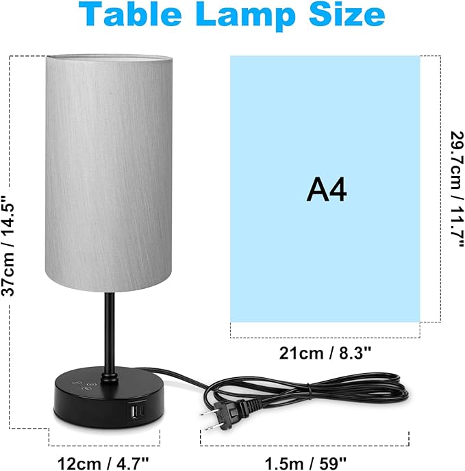 Unicozin Small Table Lamp, 7 RGB & 3 CCT 3000K/4500K/6500K, Stepless Dimmable Bedside Lamp with Grey Shade, Touch Control Ambience Nightstand Light for Living Room Dorm Home Decor Party - Bloomnest