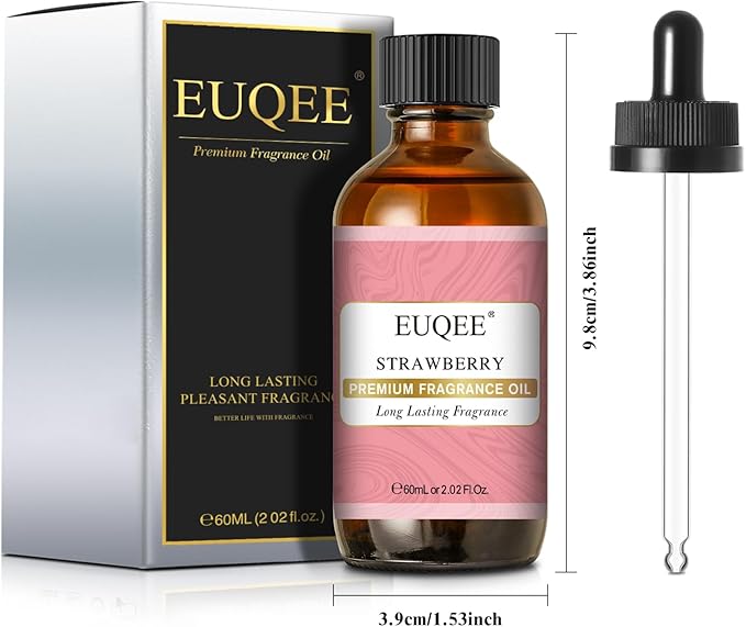 EUQEE 2.02 Fl oz Strawberry Fragrance Oil, Premium Strawberry Essential Oil with Glass Dropper for Diffuser, DIY Soap, Candle Making - 60ML - Bloomnest
