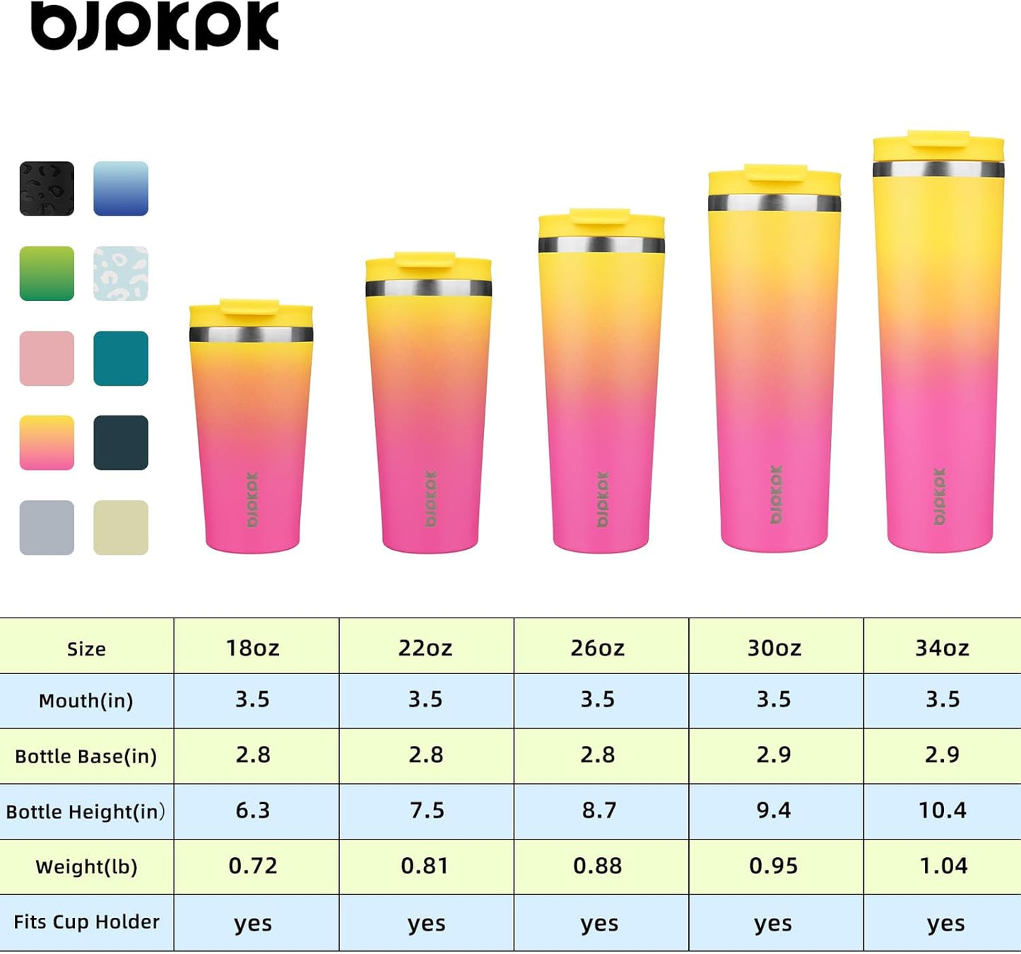 BJPKPK 18oz Stainless Steel Insulated Tumbler With lid And Straw Travel Coffee Thermal Tumblers Cup For Women And Men,Pink Yellow Rose