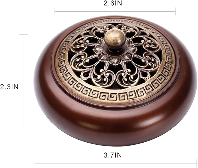 Copper Incense Burner, with Incense Stick Holder & Fire Cotton Lotus Incense Holder Cone Coil Incense Burner Ash Catcher with Lid for Indoor Ornament Handicraft Gifts - Bloomnest