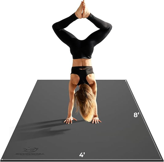 8FT x 4FT Extra Large Exercise Mat - PVC Floor Workout Mat with Carry Bag, Cleaning Cloth - Non slip Thick Workout Mats for Home Gym Flooring, Fitness Training Mat for Weights Pilates Cardio - Bloomnest