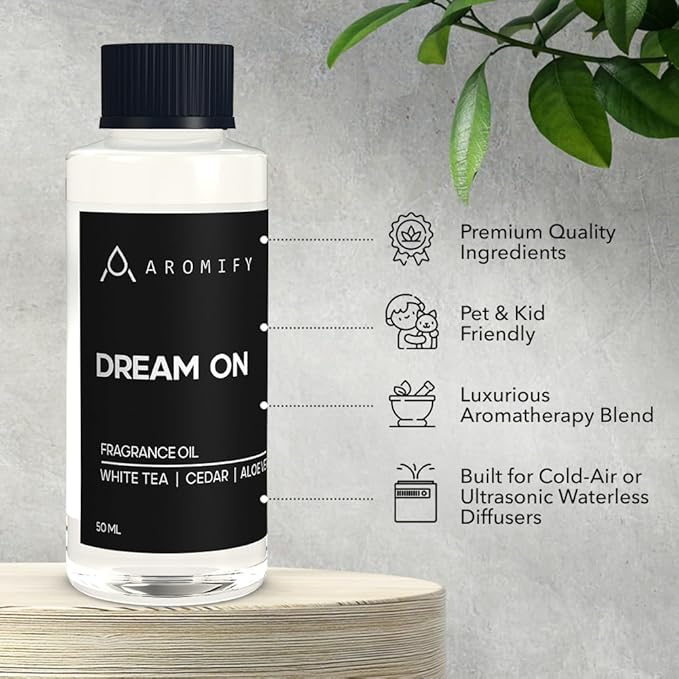 Dream On Diffuser Oil, 50mL 1.6 FL Oz, Luxury Hotel Scent Diffuser Oil for Home, Office & Spa, Fragrance Essential Oils for Aromatherapy, Aloe Vera & Cedarwood - Bloomnest