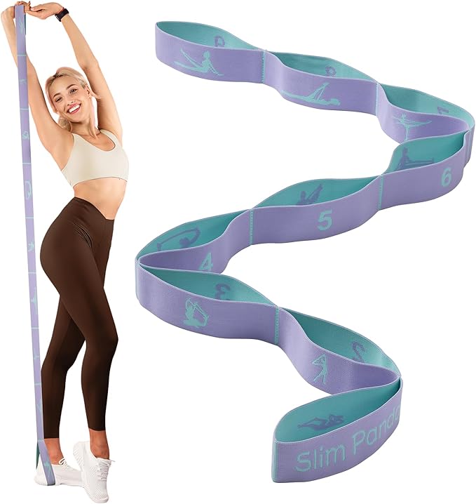 Slim Panda Stretch Strap, Dance Stretch Bands Flexibility, Elastic Yoga Stretching Strap with 9 Loops for Physical Therapy, Pilates, Yoga, Ballet, Gymnastics Stretching Bands for Exercise - Bloomnest