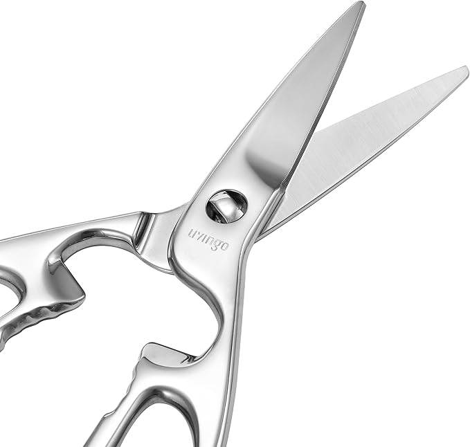 LIVINGO Heavy Duty Kitchen Scissors - Multi-function Dishwasher Safe Stainless Steel Forged Come Apart Utility Shears All Purpose for Cutting Food, Meat, Poultry, Vegetable, Nutcracker - Bloomnest