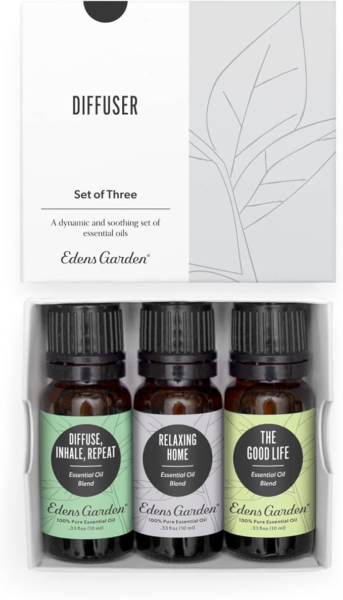Edens Garden Essential Oils Diffuser 3 Set – 100% Pure Therapeutic Grade Aromatherapy Blends - for Natural Relaxation, Energy & Sleep – No Fragrance Oil & Undiluted for Home & Office, 10 ml/ 3 Pack - Bloomnest