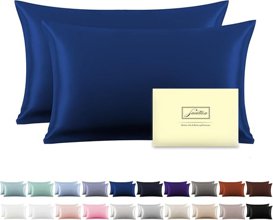 Silk Pillow Cases 2 Pack Soft Breathable and Sliky King Size Pillow Cases Set of 2,Natural Mulberry Silk Pillowcase Set of 2 for Hair and Skin with Hidden Zipper (Royal Blue,20"X 36",2pcs) - Bloomnest