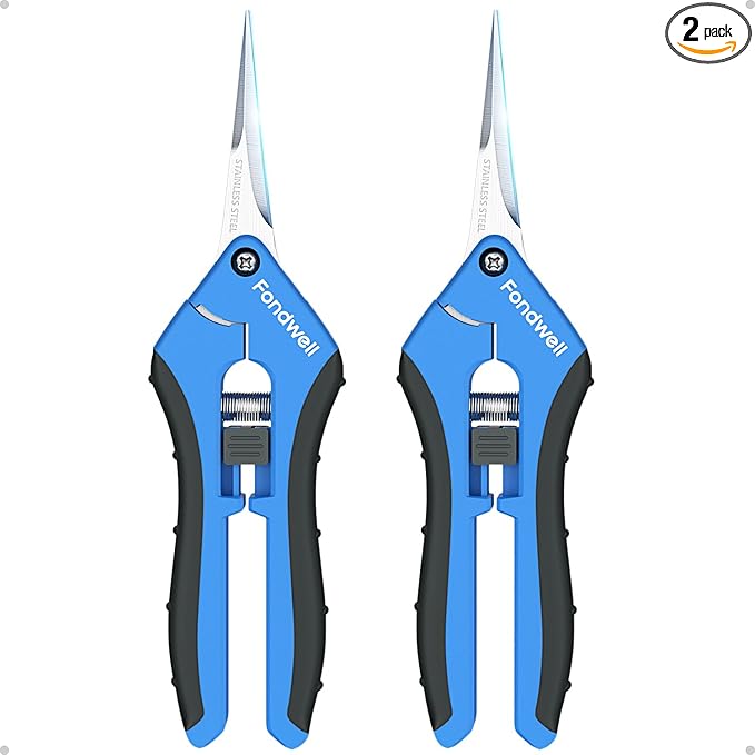 Fondwell 6.5" Garden Shears Trim Scissors: 2 Pack of Pruning Shears for Gardening - Ultra Sharp Garden Clippers with Straight Blades - Bloomnest