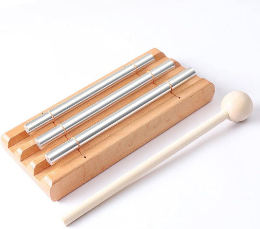Energy Chimes Percussion Hand Bells: Trio 3 Tone Chime Music Instrument with Mallet for Yoga Meditation Sound Healing Teachers' Classroom Tools