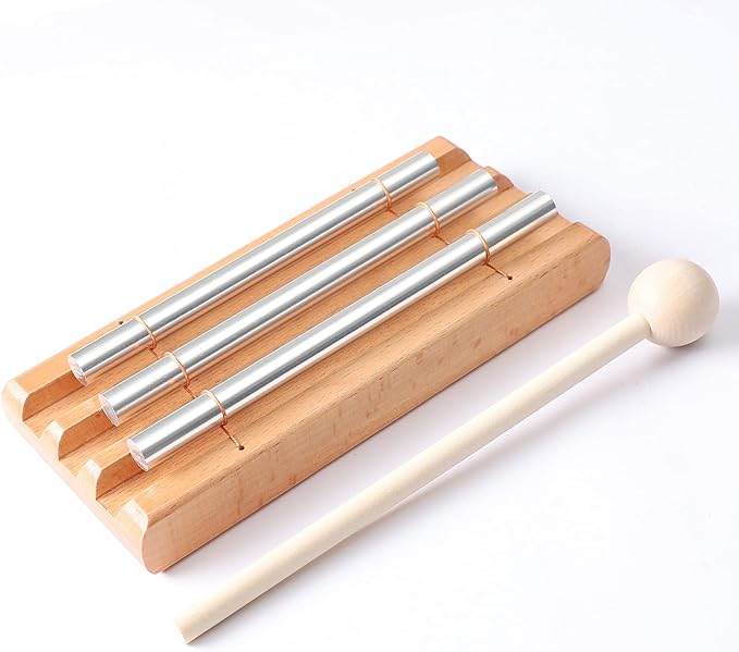 Energy Chimes Percussion Hand Bells: Trio 3 Tone Chime Music Instrument with Mallet for Yoga Meditation Sound Healing Teachers' Classroom Tools - Bloomnest