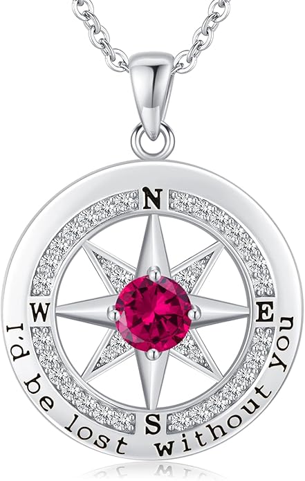 S925 Necklace Gift for Wife |Compass Jewelry |Women Anniversary |Sterling Silver |Girlfriend Birthday Gifts for Her Valentines |I'd be Lost without You |Jewel 18K Gold - Bloomnest
