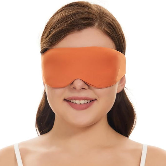 ALASKA BEAR Sleep Mask for Side Sleepers Patented Design, Cup-Shaped and Extra-Soft, 100 Blackout Eye Mask Shades Cover for Men and Women Home or Travel, Machine Washable, Tangerine - Bloomnest