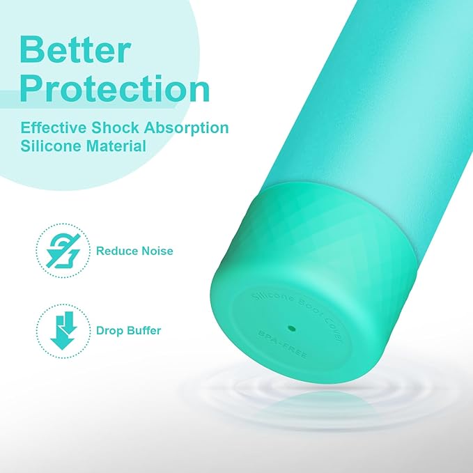 2PCS Silicone Water Bottle Boot for Owala 24oz 32oz 40oz, Anti-Slip Protective Sleeve Bottom Bumper Protector for FreeSip, Twist, and Flip Stainless Steel Water Bottles Alwenid