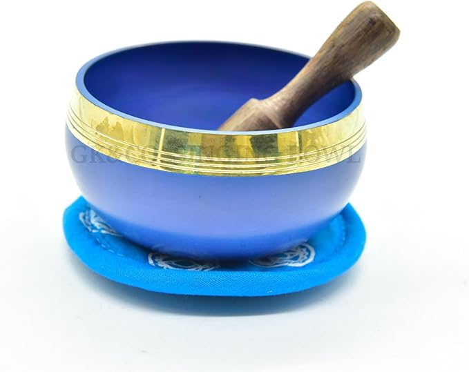 GK&CO. 3 Inch Sky Blue Color Chakra Tibetan singing bowls set, choose your favorite chakra bowl, improve your chakra meditation practice (ThroatChakra) - Bloomnest