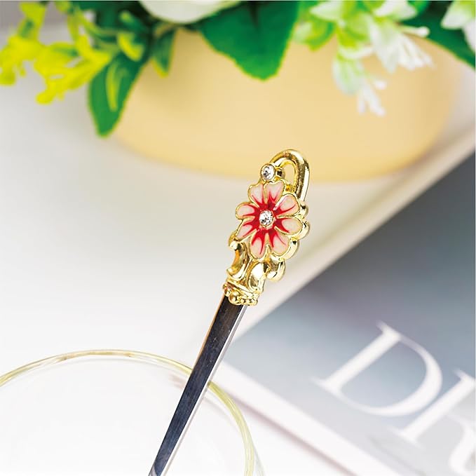 Flower Tea Cup ,Daisy Flower Clear Glass Fancy Coffee Cup with Spoon,Gift Box for Her Mom Wife Grandma Girls Friends Valentines Christmas Birthday Present Idea for Juice,Hot And Cold Drinks Use - Bloomnest