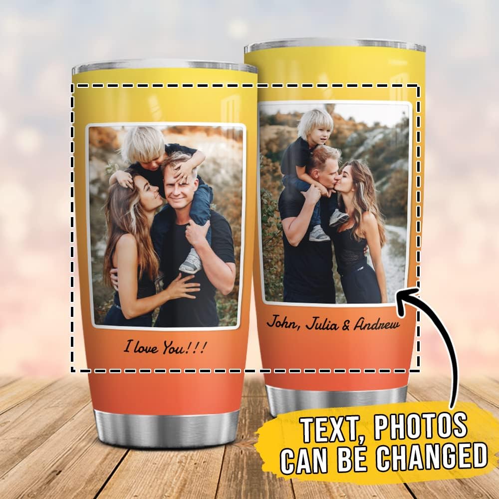 Wassmin Personalized Tumbler Customized Tumblers With Picture Text Stainless Steel 20oz 30oz Insulated Travel Cup with Pictures Photos Gifts For Couple Family Men Women Wife Husband