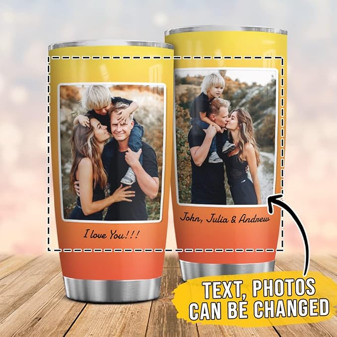 Wassmin Personalized Tumbler Customized Tumblers With Picture Text Stainless Steel 20oz 30oz Insulated Travel Cup with Pictures Photos Gifts For Couple Family Men Women Wife Husband - Bloomnest