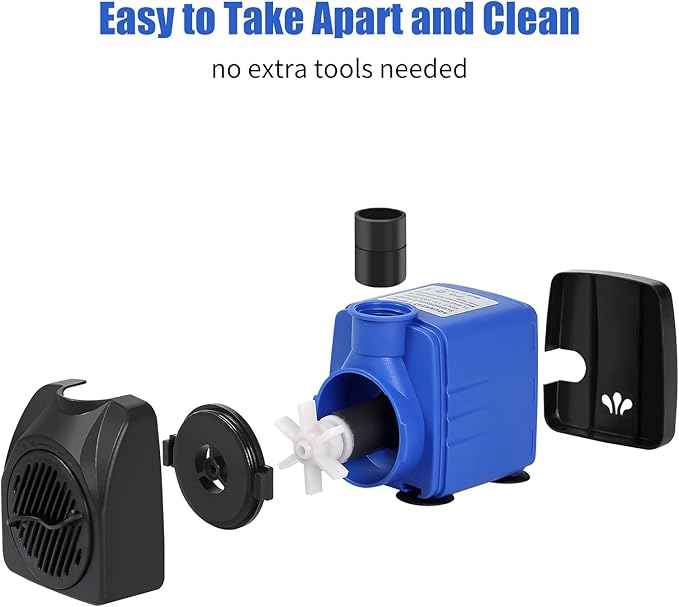 AQUANEAT Small Fountain Pump, 160 GPH Mini Submersible Water Pump with 3.3 ft Tubing, for Aquarium Fish Tank, Pet Water Fountain, Hydroponics, Pond Waterfall Filter Pump - Bloomnest