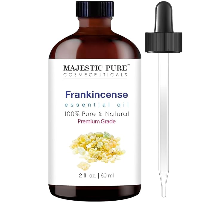 Majestic Pure Frankincense Essential Oil with Glass Dropper - 2 Fl Oz - 100% Pure and Natural Frankincense Oil - Premium Grade Essential Oils for Diffuser, Aromatherapy, Soap and Candle Making - Bloomnest