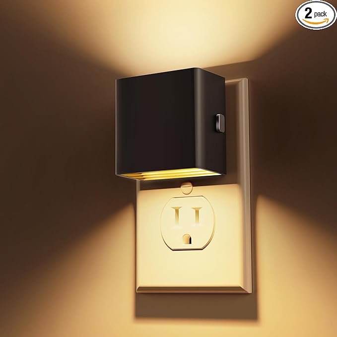 L LOHAS LED Night Light,[2-Pack] Night Lights Plug into Wall with Dusk to Dawn Sensor,Brightness Adjustable,3000K Soft White,Plug in Nightlight for Adults Bathroom Hallway Kitchen - Bloomnest