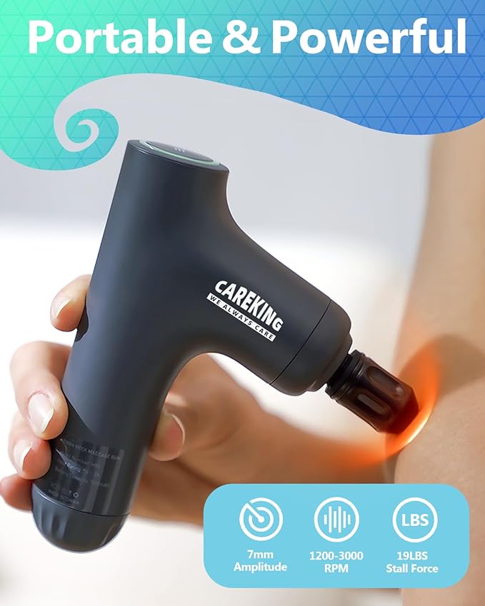 3-in-1 Detachable Massage Gun Deep Tissue, Ergonomic Extension Handle Back Massager for Pain Relief, Portable Percussion Muscle Massager for Shoulder, Thigh, Waist & Neck - Bloomnest