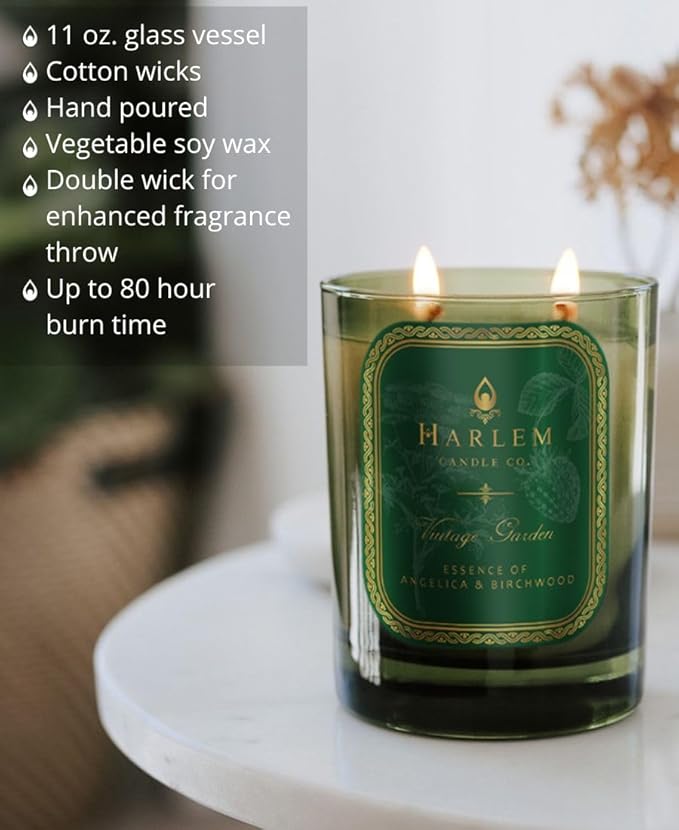 HARLEM CANDLE CO. Vintage Garden - Luxury Scented Soy Candle, 11 oz - 80-Hour Burn Time | Wild Berry, Rose, Absinthe, Angelica, Strawberry Musk, Birchwood | Scented Candles for Home - Bloomnest