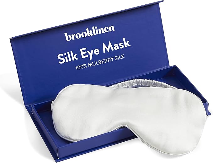 Brooklinen Silk Eye Mask for Sleeping – Ivory, 100% Mulberry Silk Sleep Mask with Soft Elastic Strap, Machine Washable, Breathable & Cool-to-The-Touch – Ideal for Sleeping & Traveling - Bloomnest
