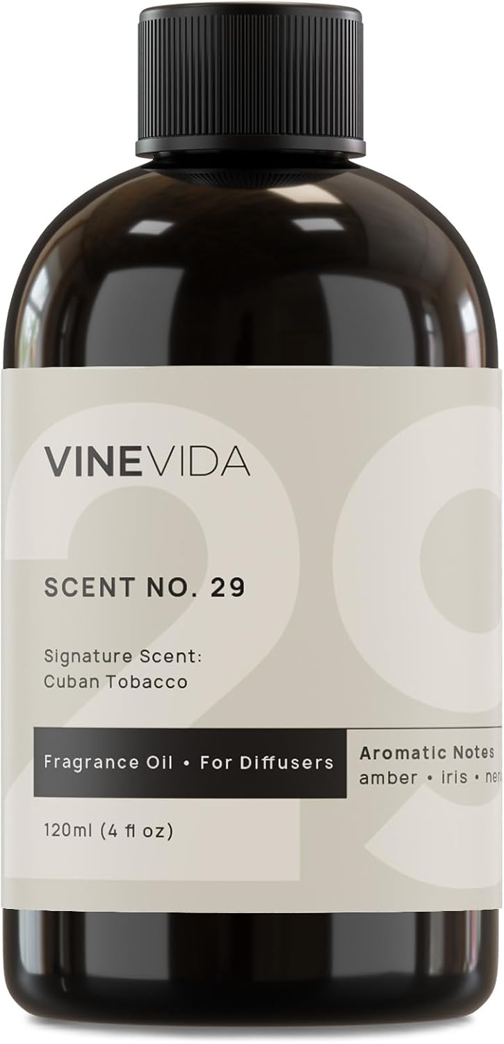 VINEVIDA [4 Fl Oz] Cuban Tobacco Fragrance Oil for Cold Air Diffusers, Essential Oils for Diffuser Oil Refill & Air Freshener Room Spray