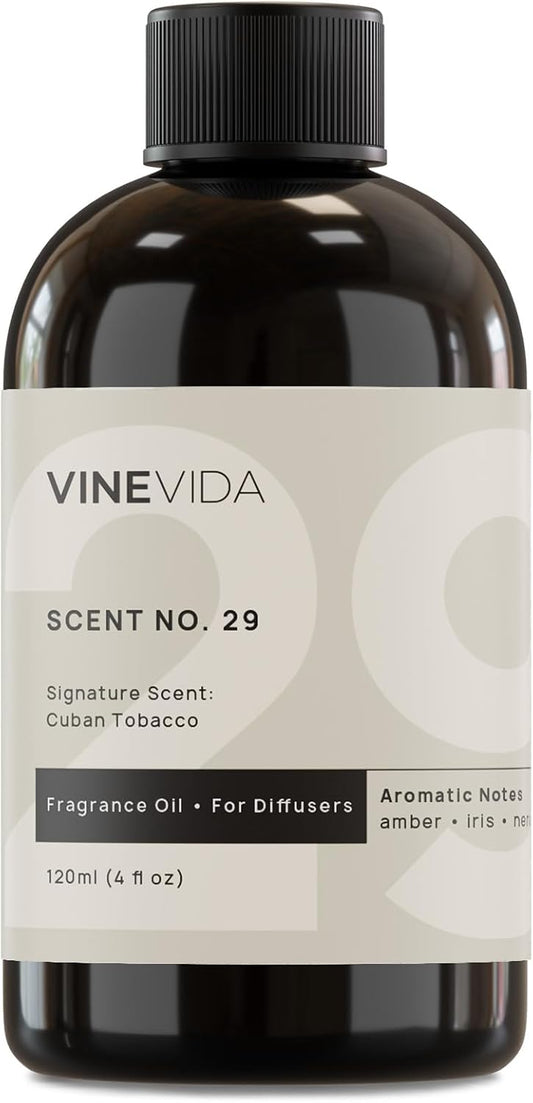 VINEVIDA [4 Fl Oz] Cuban Tobacco Fragrance Oil for Cold Air Diffusers, Essential Oils for Diffuser Oil Refill & Air Freshener Room Spray