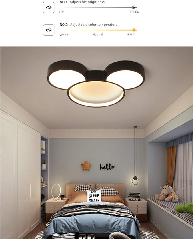 Modern LED Ceiling Light Acrylic Cartoon Mickey Mouse Flush Mount Light Stepless Dimming Fixtures for Kids, Girls, Children's, Boys Rooms and Bedroom - Bloomnest