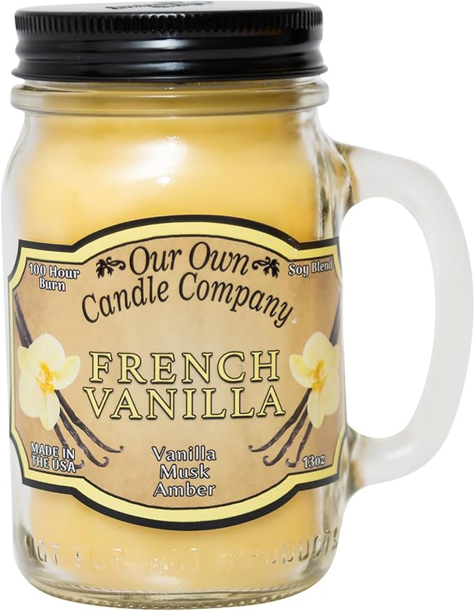 Our Own Candle Company, French Vanilla Scented Mason Jar Candle, 100 Hour Burn Time, 13 Ounces - Bloomnest