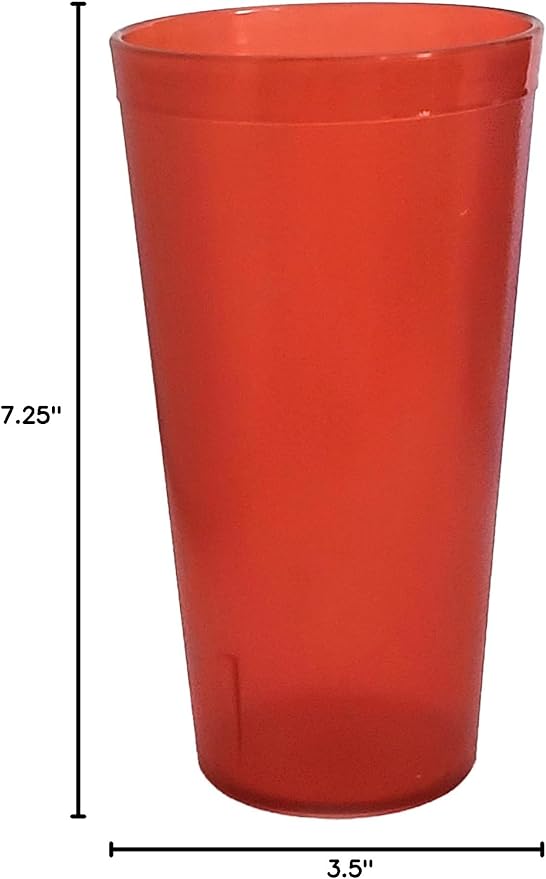 Party Outlaw Orange Plastic Cup Tumblers 6 Pc 24oz Lightweight, Heavy Duty Stackable Cafe Style Plastic Glasses. Reusable & Dishwasher Safe Ice Tea & Water Cups - Bloomnest