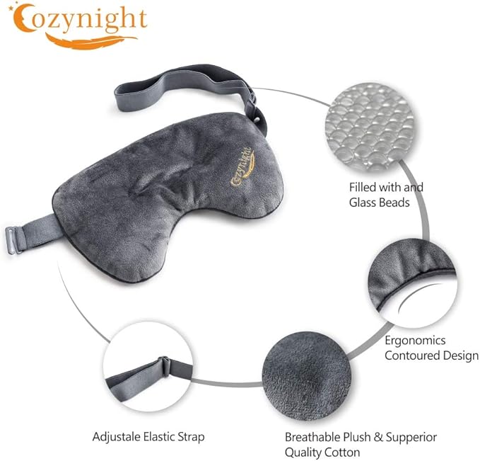 Cozynight Weighted Sleep Mask-Sleep Eye Mask for Sleeping-Eye Cover That Blocks Out Light to Help Relaxation and Night Sleep-Comfortable Blackout Sleeping Mask 0.8 lbs - Bloomnest