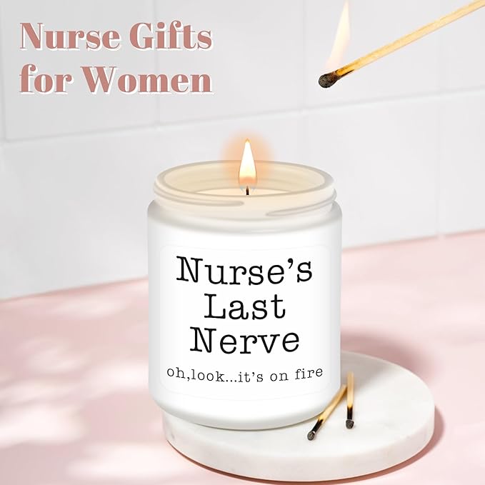 Homsolver Nurse Gifts for Women, Unique Birthday Christmas Graduation Thanksgiving Nurse Day Gift for Head Nurses, Nurse's Last Nerve Scented Candles - Bloomnest