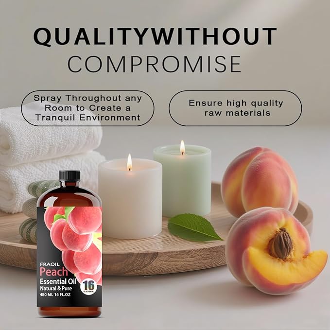 Peach Essential Oil, Peach Oil 16 Fl Oz 480 ML for Diffuser Humidifier Yoga Cleaning DIY Candle Soap Making Perfume Gift for Women Essential Oils - Bloomnest
