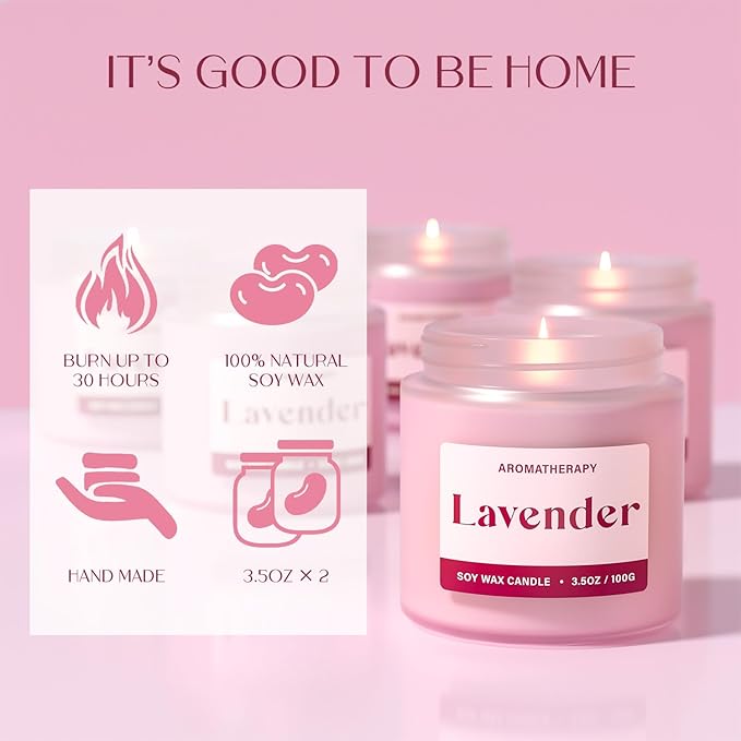 Scented Candles for Women, Soy Candles for Home Scented, Candle Gift Set with Lavender & Vanilla Scents, 2 Pack Aromatherapy Candle for Relaxing, Stress Relief & Home Decor - Bloomnest