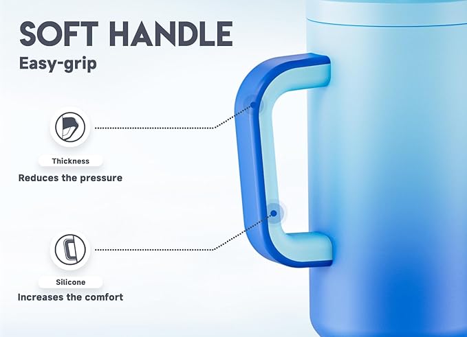 Meoky 50 oz Tumbler with Handle, Tumbler with Lid and Straw, Insulated Stainless Steel Travel Mug, 100% Leak-proof, Keeps Cold for 36 Hours or Hot for 12 Hours (Sky) - Bloomnest