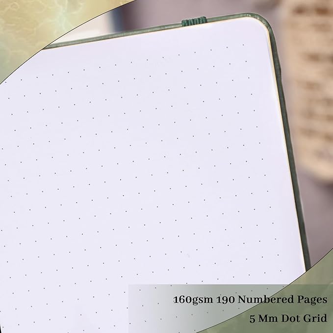 TIEFOSSI Dot Journal, 160gsm 190 Numbered Pages, Diary for Work & Sketching, A5 Hardcover Leather Journal for Writing Women Men - Bloomnest