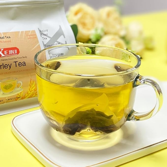 XIEJINJI Barley Tea, 4.2g x 50 Count (7.4 oz), 100% Pure Natural Roated Barley Grains Herbal Tea, Eco-Conscious Tea Bags, Caffeine-Free Herbal Tea for Digestive Support & Relaxation - Bloomnest