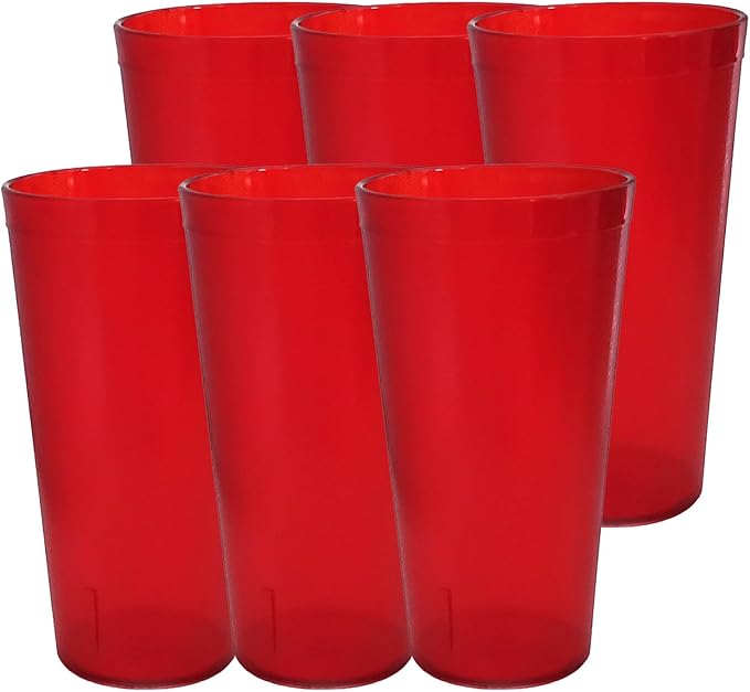 Party Outlaw Red Plastic Cup Tumblers 6 Pc 16oz Lightweight, Heavy Duty Stackable Cafe Style Plastic Glasses. Reusable & Dishwasher Safe Ice Tea & Water Cupsafe Ice Tea & Water Cups - Bloomnest