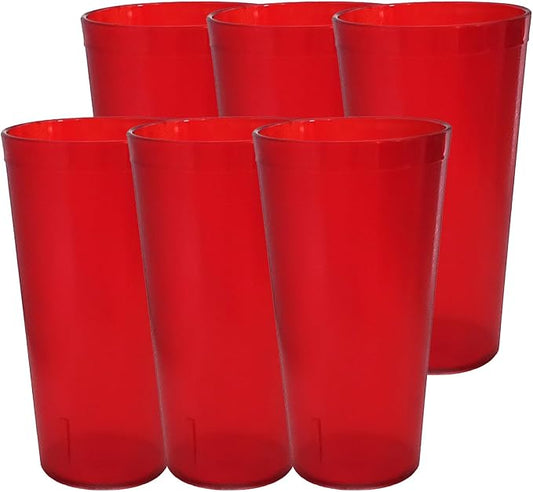Party Outlaw Red Plastic Cup Tumblers 6 Pc 16oz Lightweight, Heavy Duty Stackable Cafe Style Plastic Glasses. Reusable & Dishwasher Safe Ice Tea & Water Cupsafe Ice Tea & Water Cups - Bloomnest