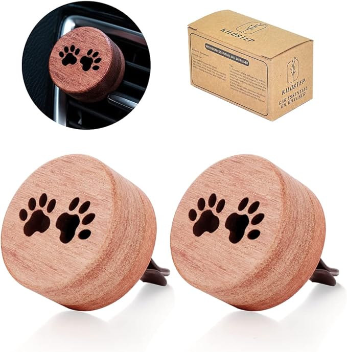 Essential Oil Car Diffuser, 2 PCS Cat Paw-Shaped Car Aromatherapy Wood Diffuser with Vent Clip - Bloomnest