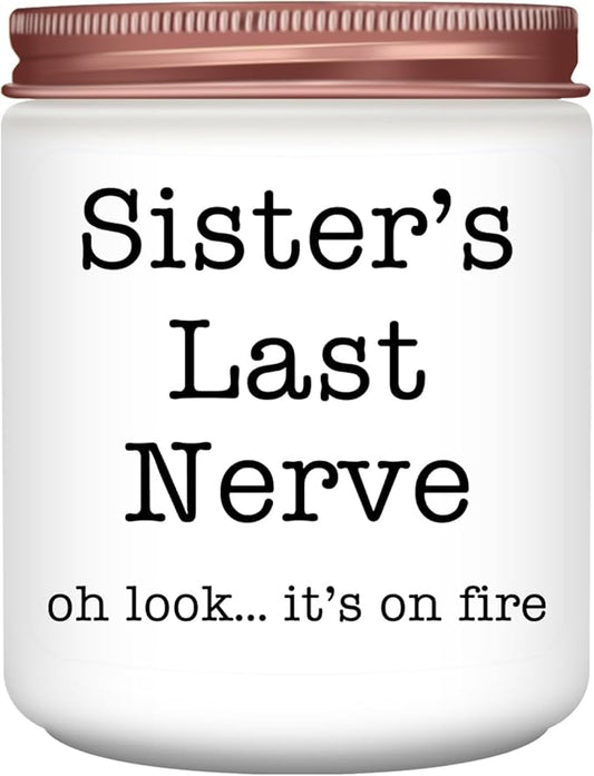Homsolver Sister Gifts for Women, Valentines Galentines Mothers Day Christmas Birthday Gift Ideas, Female Friends Bestie in Law, Sister's Last Nerve Scented Candles