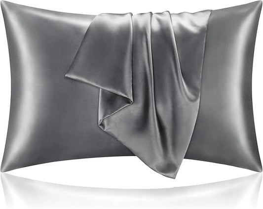 BEDELITE Satin Pillowcase for Hair and Skin, Super Soft and Cooling Similar to Silk Pillow Cases 2 Pack with Envelope Closure, Gift for Women Men(20"x26" Standard Size, Dark Grey) - Bloomnest