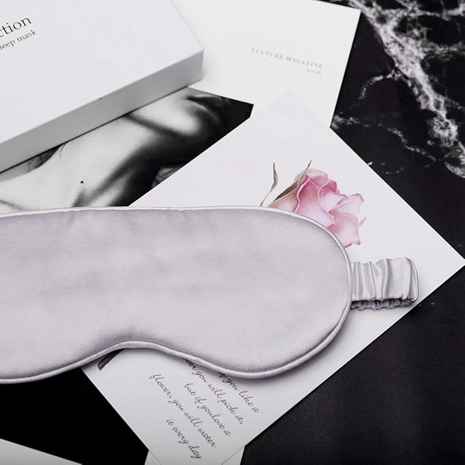 Silk Sleep Mask Light Blocking Luxury 100% Mulberry 19mm Silk Eye Mask Eye Cover Blindfold Ultra Soft Light & Comfy Anti Aging Skin Care with Travel Bag Gift Package - Bloomnest