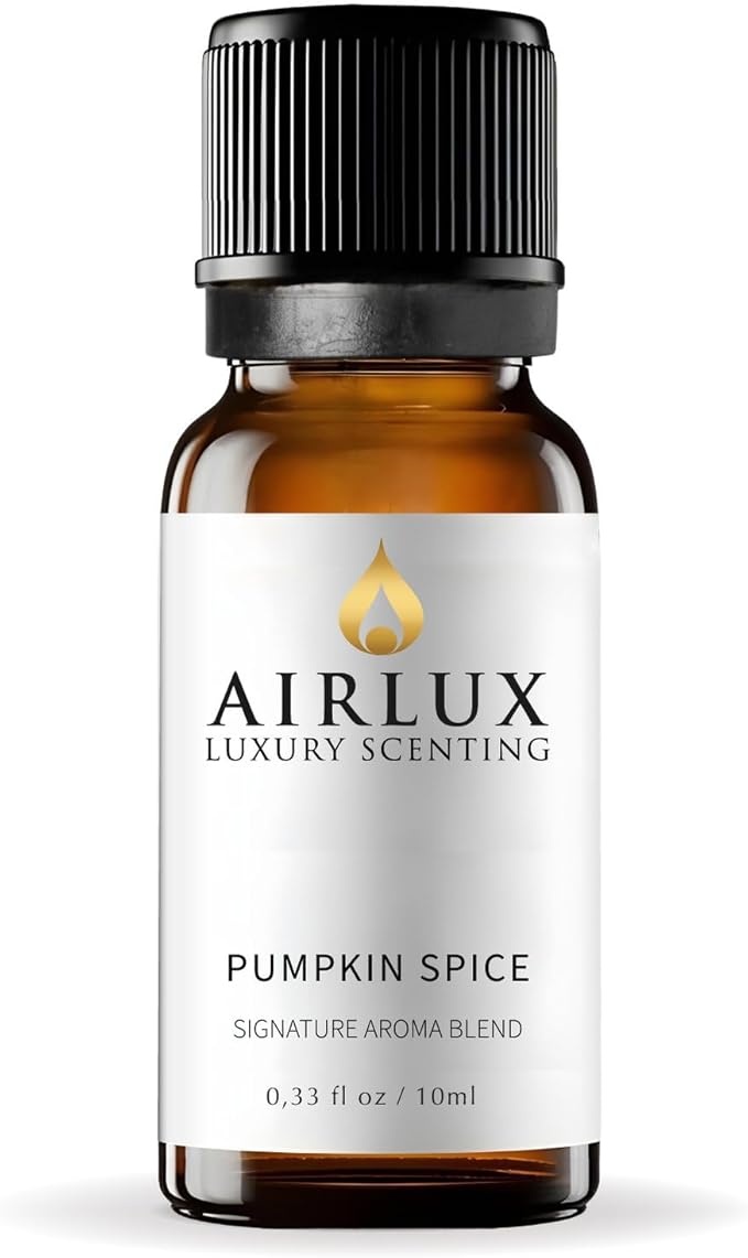 Signature Aroma Oil No. 181 Pumpkin Pie – Aroma Oil for Cold Air & Waterless Diffusers and DIY Crafts – 10 mL, 0.34 fl oz Glass Bottle Airlux